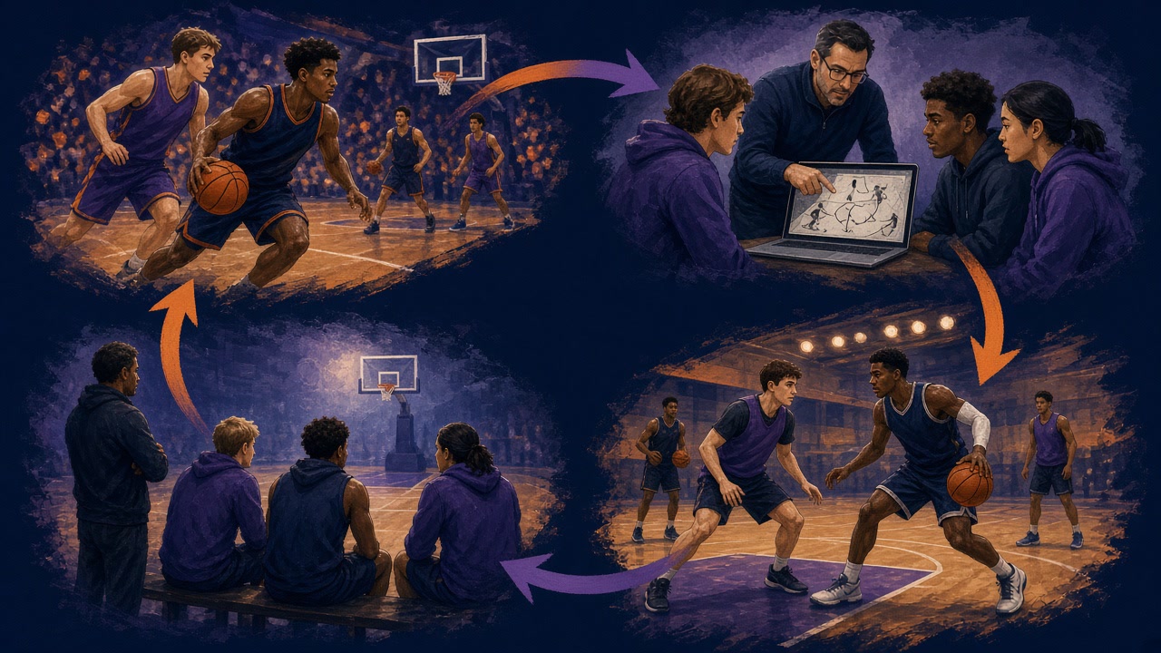 The coaching cycle from game to review to practice and the next game