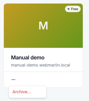 The website card menu