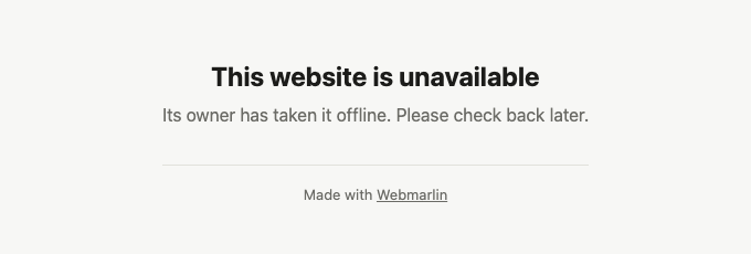 What visitors see while a site is archived