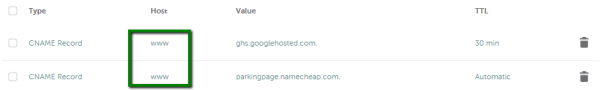Namecheap: Remove Parking Records