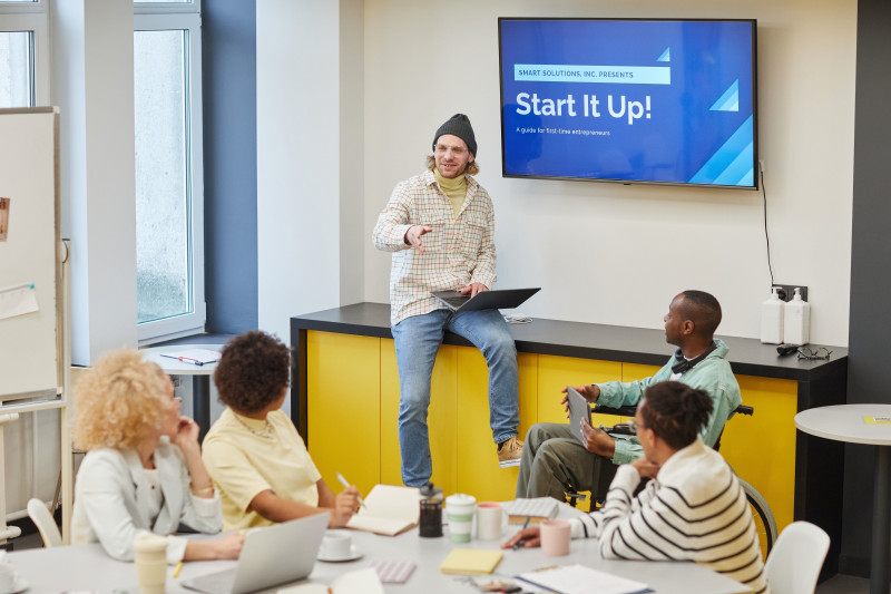 Small business team celebrating a launch